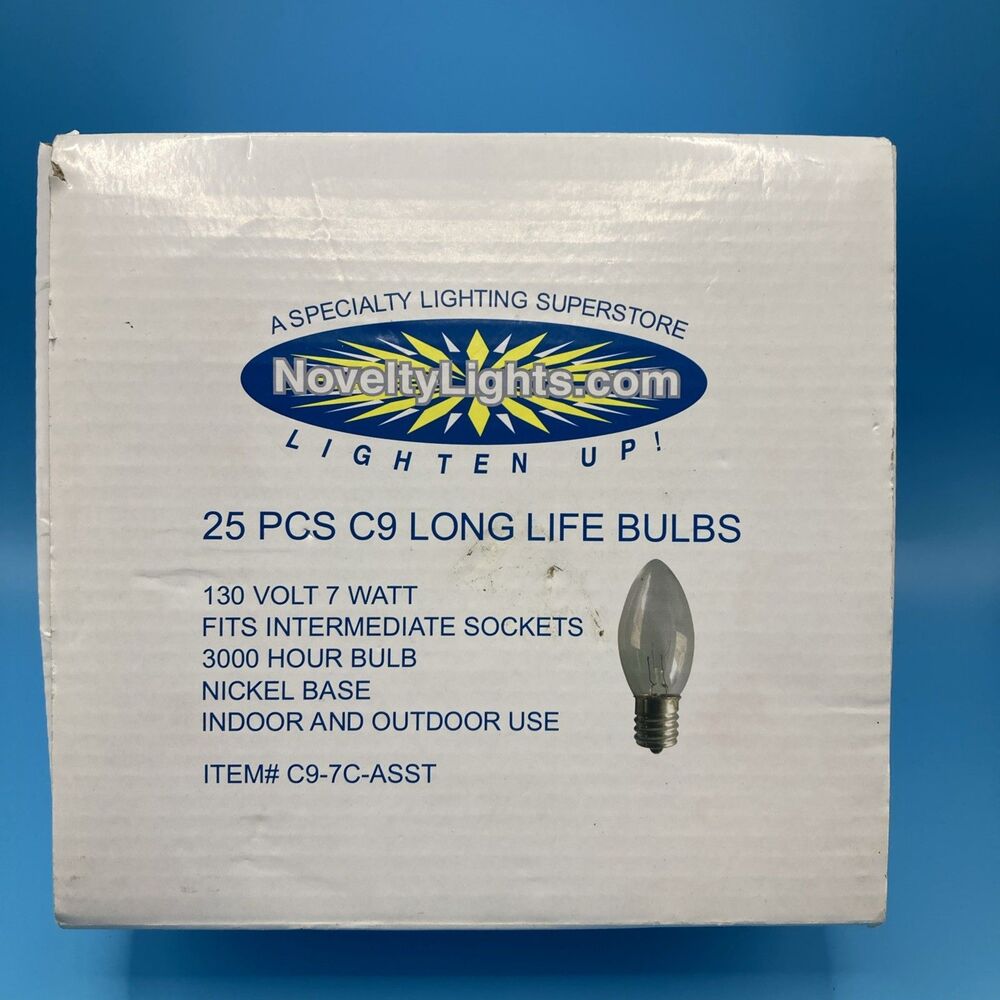 Novelty Lights 25 pcs C9 Long Life Color Bulbs New Open Box
